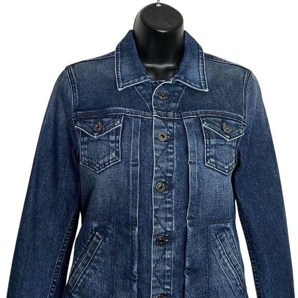 AG Adriano Goldschmied Womens Small Trucker Jean Jacket Blue Denim Western NEW - Picture 5 of 14